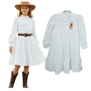 Girls Long Sleeve Midi Tiered Flowy Dress Size 8 9y